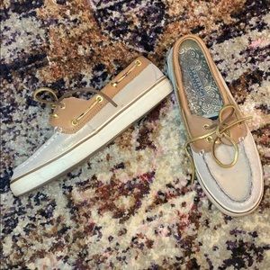 Sperry Boat Shoes in Gold and Brown